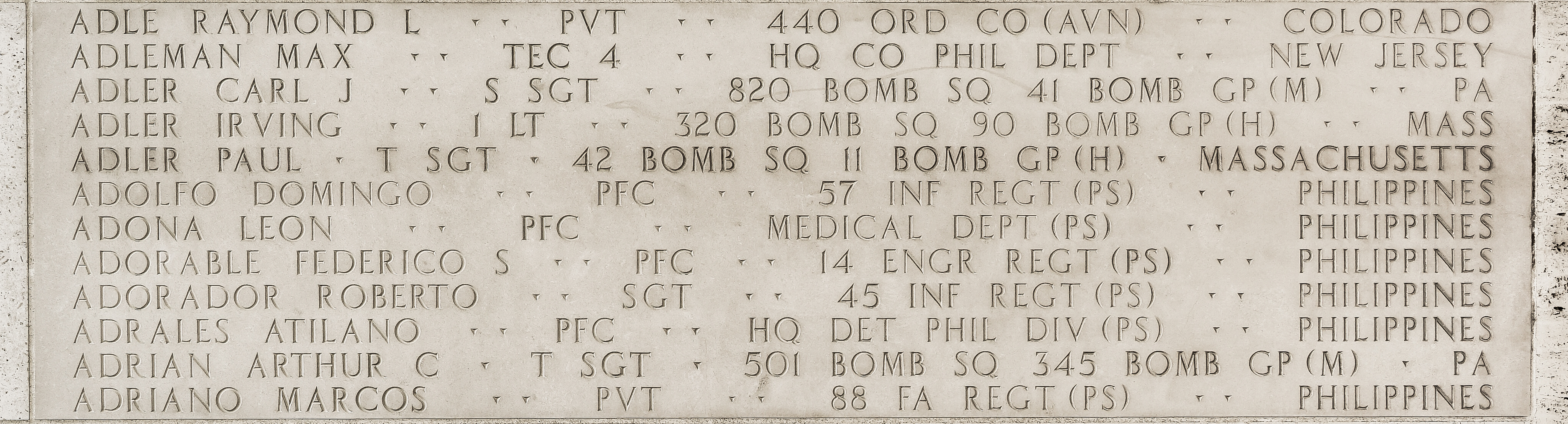 Arthur C. Adrian, Technical Sergeant